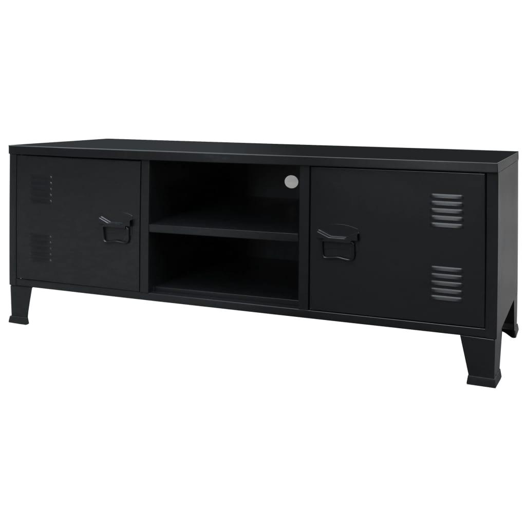Berkfield TV Cabinet Metal Industrial Style 120x35x48 cm Black