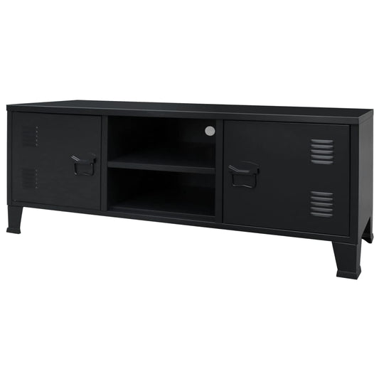 Berkfield TV Cabinet Metal Industrial Style 120x35x48 cm Black