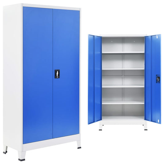 Berkfield Office Cabinet Metal 90x40x180 cm Grey and Blue