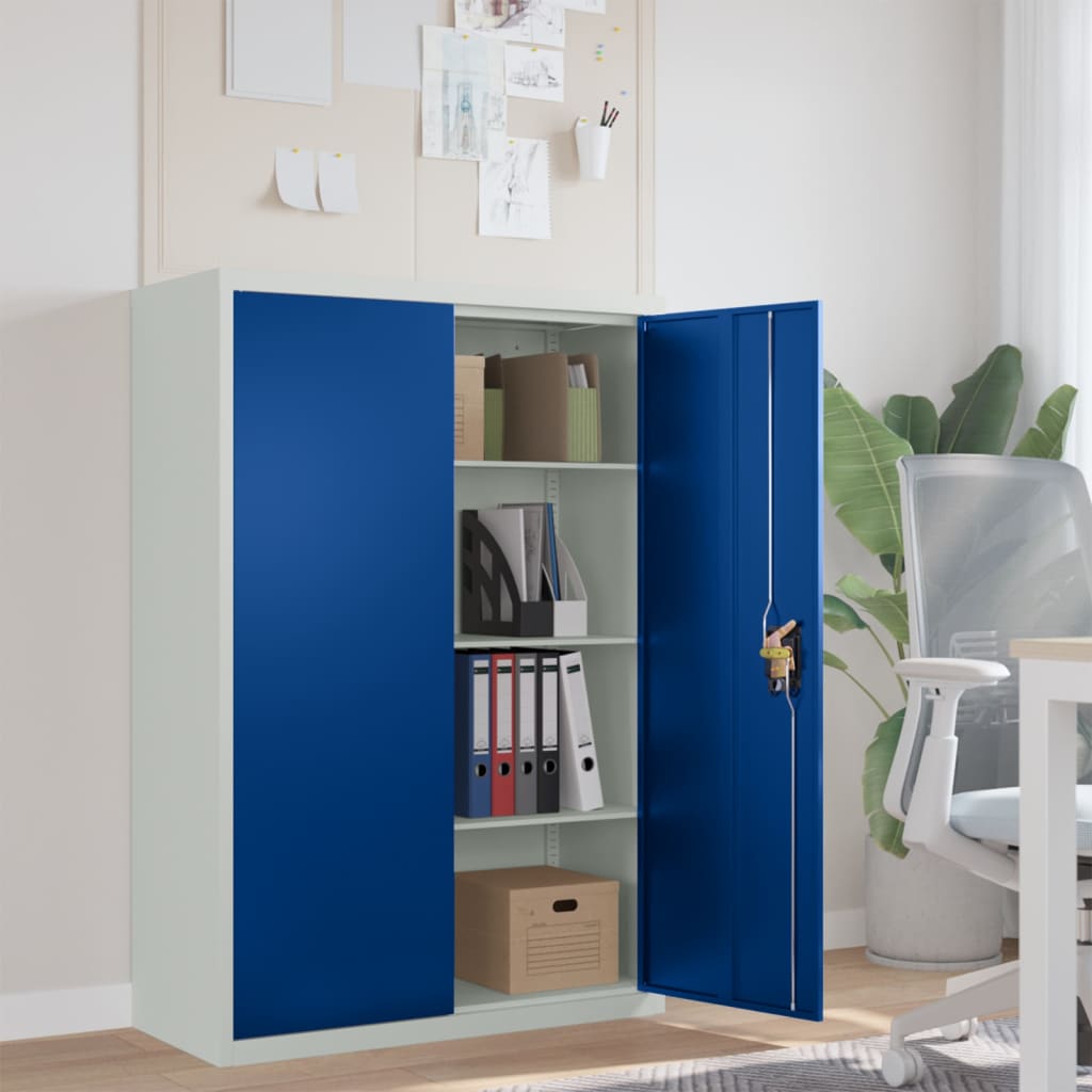 Berkfield Office Cabinet Metal 90x40x140 cm Grey and Blue