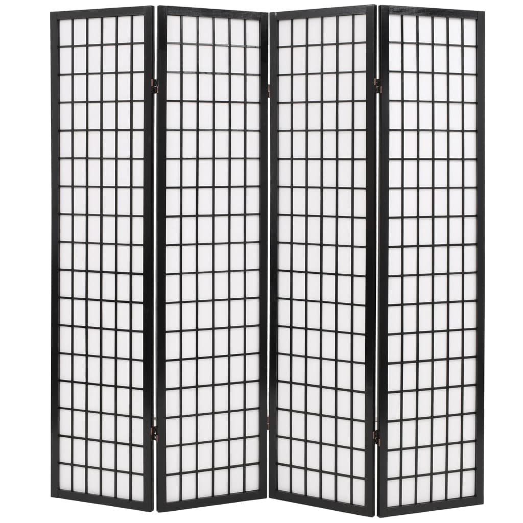 Berkfield Folding 4-Panel Room Divider Japanese Style 160x170 cm Black