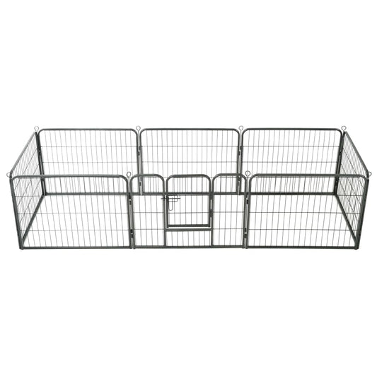 Berkfield Dog Playpen 8 Panels Steel 80x60 cm Black