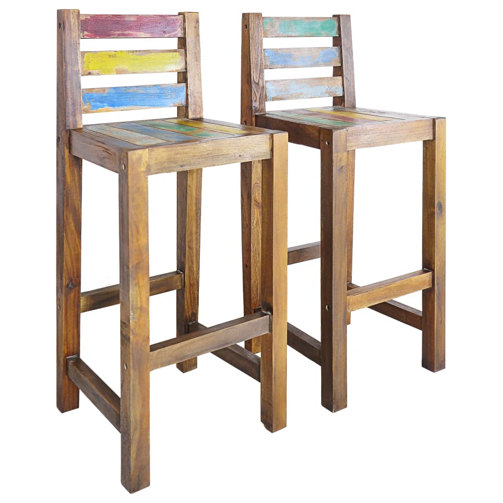 Berkfield Bar Stools 2 pcs Solid Reclaimed Wood