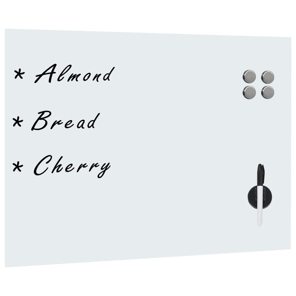 Berkfield Wall Mounted Magnetic Whiteboard Glass 80x60 cm