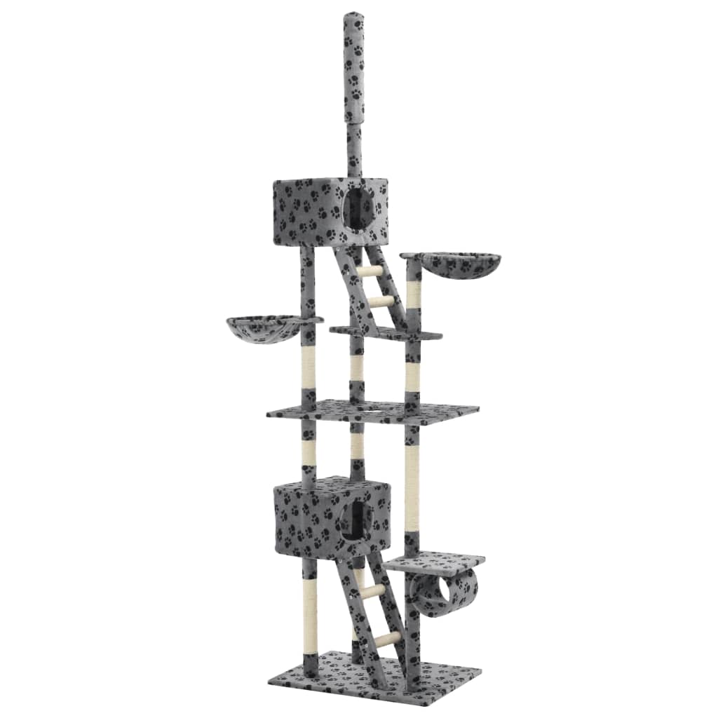 Berkfield Cat Tree with Sisal Scratching Posts 230-260 cm Grey Paw Prints