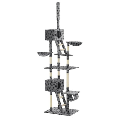 Berkfield Cat Tree with Sisal Scratching Posts 230-260 cm Grey Paw Prints