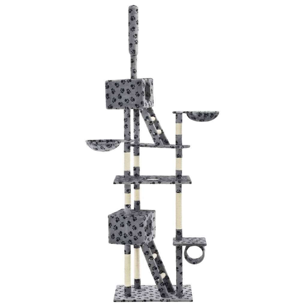 Berkfield Cat Tree with Sisal Scratching Posts 230-260 cm Grey Paw Prints