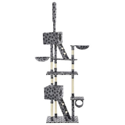 Berkfield Cat Tree with Sisal Scratching Posts 230-260 cm Grey Paw Prints