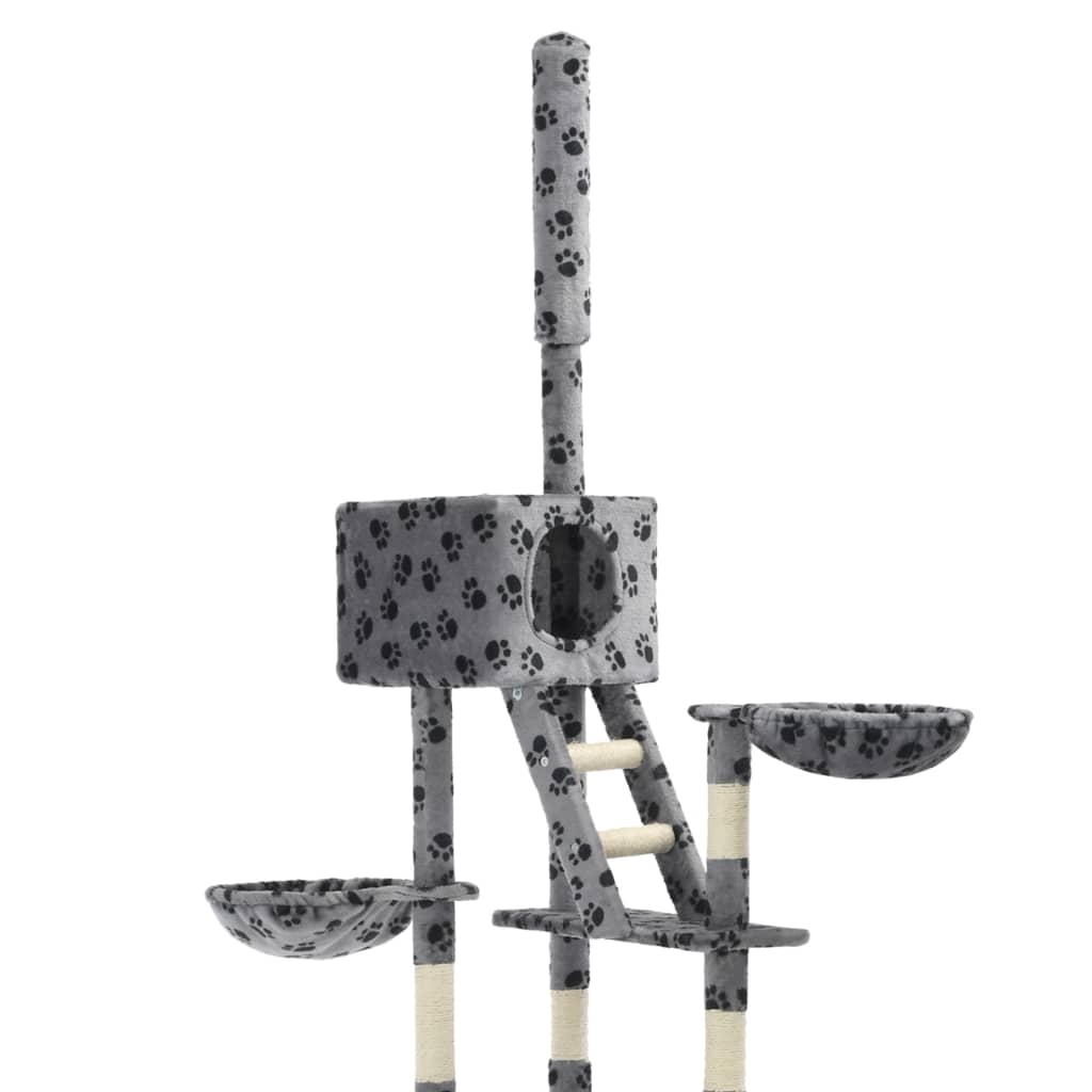Berkfield Cat Tree with Sisal Scratching Posts 230-260 cm Grey Paw Prints