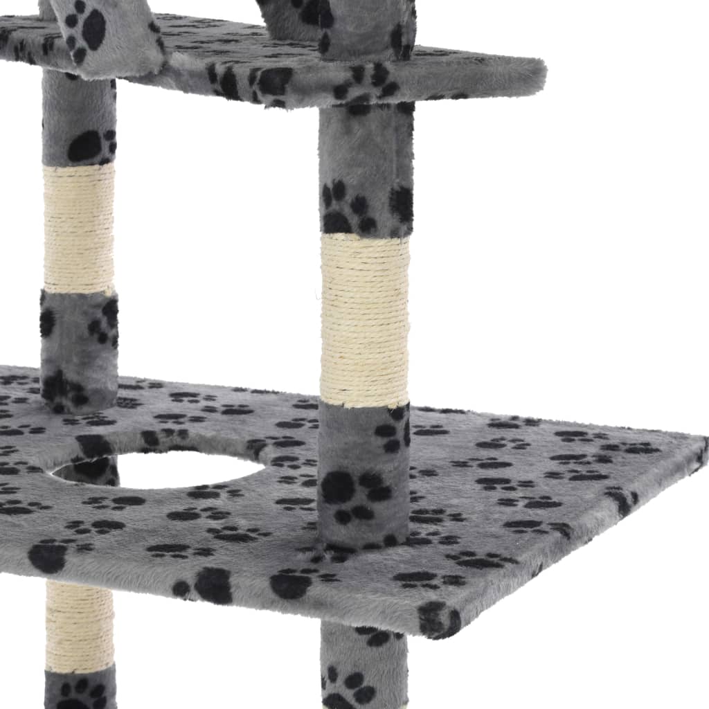 Berkfield Cat Tree with Sisal Scratching Posts 230-260 cm Grey Paw Prints