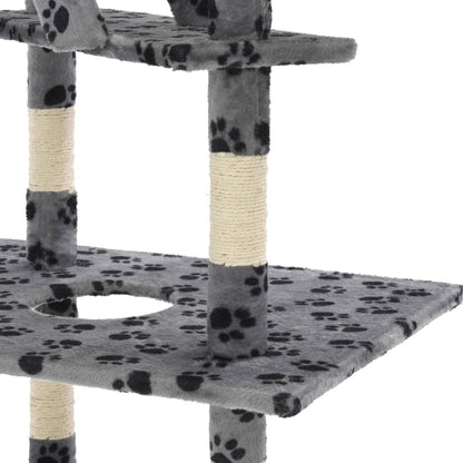Berkfield Cat Tree with Sisal Scratching Posts 230-260 cm Grey Paw Prints