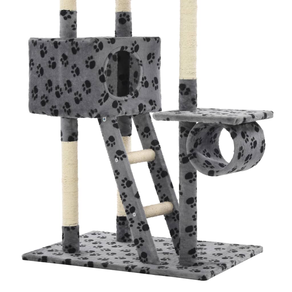 Berkfield Cat Tree with Sisal Scratching Posts 230-260 cm Grey Paw Prints