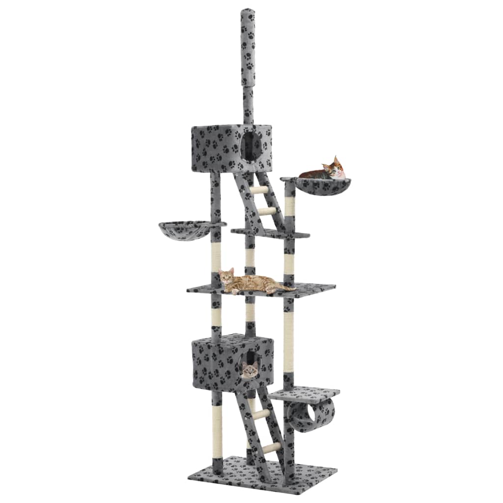 Berkfield Cat Tree with Sisal Scratching Posts 230-260 cm Grey Paw Prints