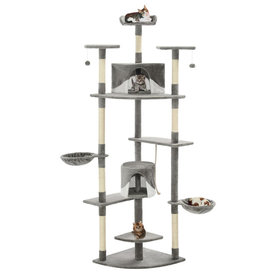 Berkfield Cat Tree with Sisal Scratching Posts 203 cm Grey and White