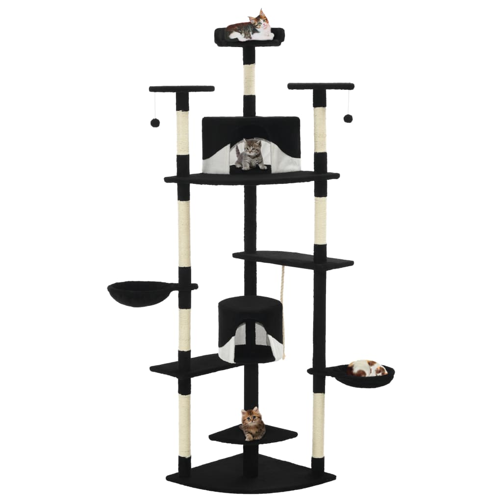 Berkfield Cat Tree with Sisal Scratching Posts 203 cm Black and White