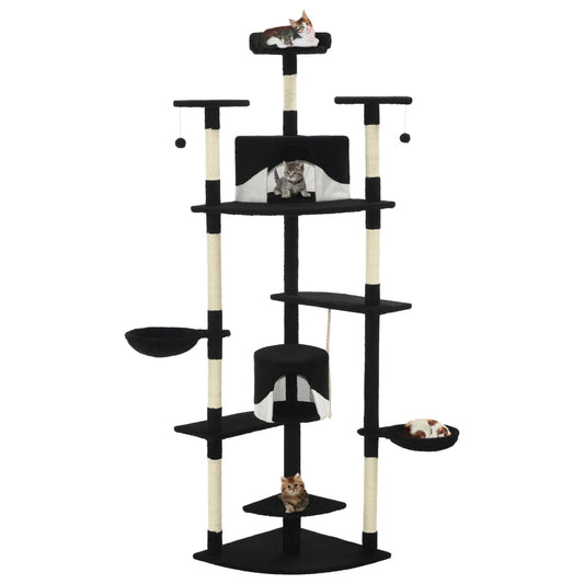 Berkfield Cat Tree with Sisal Scratching Posts 203 cm Black and White