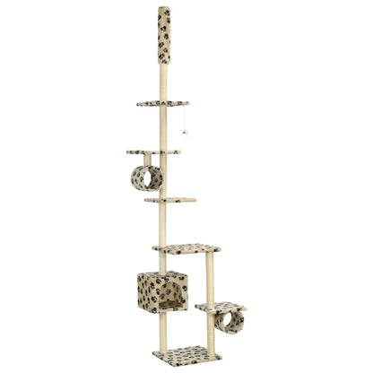 Berkfield Cat Tree with Sisal Scratching Posts 260 cm Beige Paw Prints