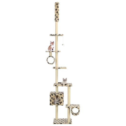 Berkfield Cat Tree with Sisal Scratching Posts 260 cm Beige Paw Prints