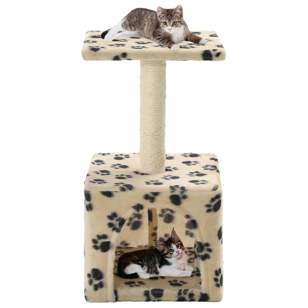 Berkfield Cat Tree with Sisal Scratching Post 55 cm Beige Paw Print