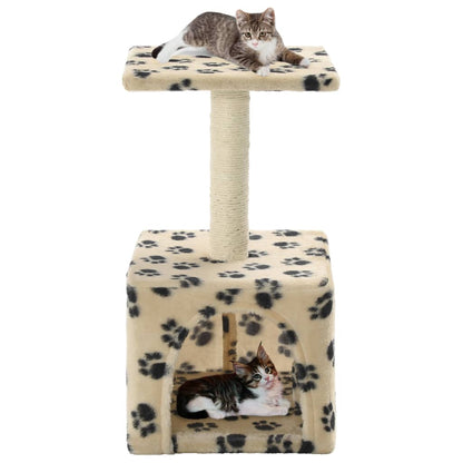 Berkfield Cat Tree with Sisal Scratching Post 55 cm Beige Paw Print