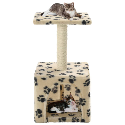 Berkfield Cat Tree with Sisal Scratching Post 55 cm Beige Paw Print