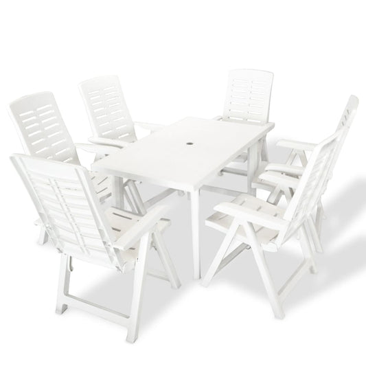 Berkfield 7 Piece Outdoor Dining Set Plastic White
