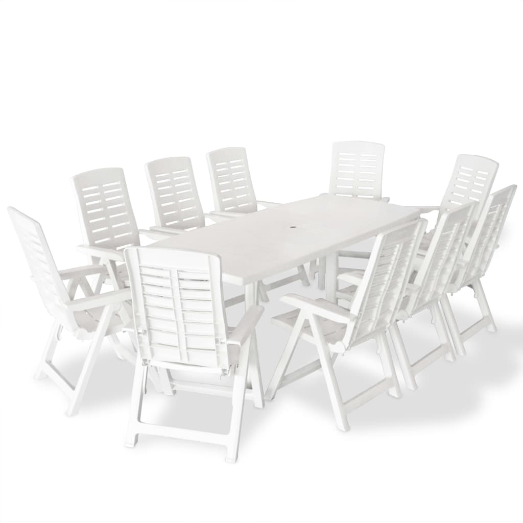 Berkfield 11 Piece Outdoor Dining Set Plastic White