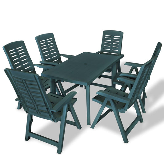 Berkfield 7 Piece Outdoor Dining Set Plastic Green