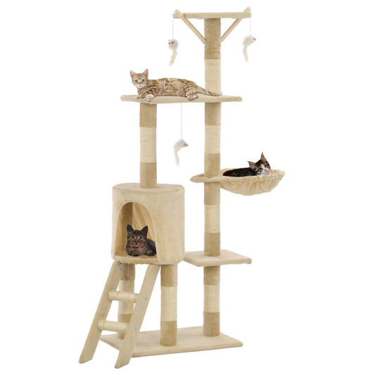 Berkfield Cat Tree with Sisal Scratching Posts 138 cm Beige