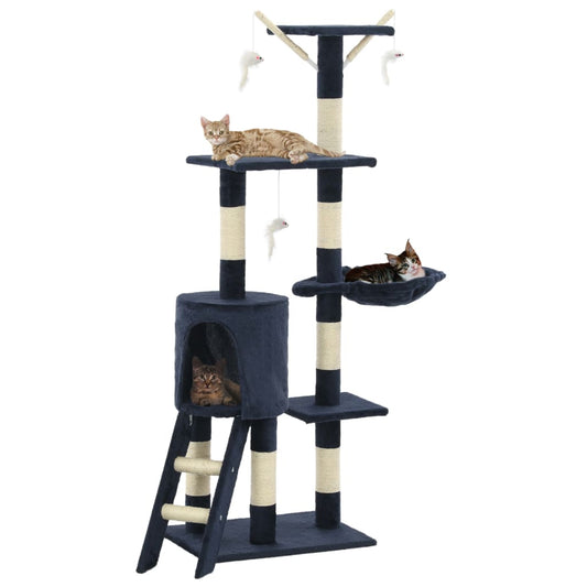 Berkfield Cat Tree with Sisal Scratching Posts 138 cm Dark Blue