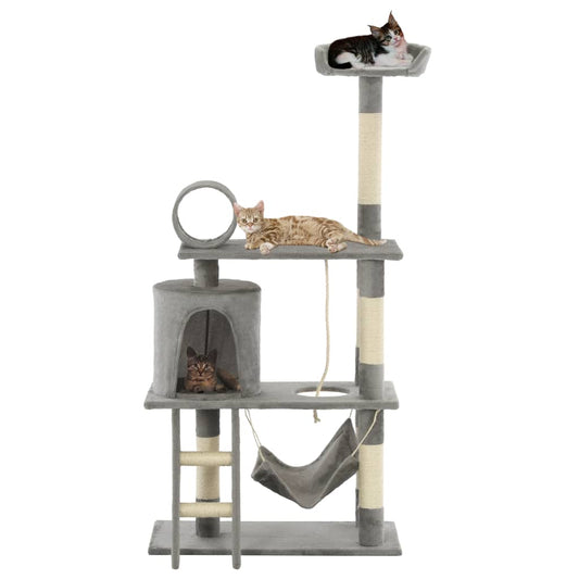 Berkfield Cat Tree with Sisal Scratching Posts 140 cm Grey
