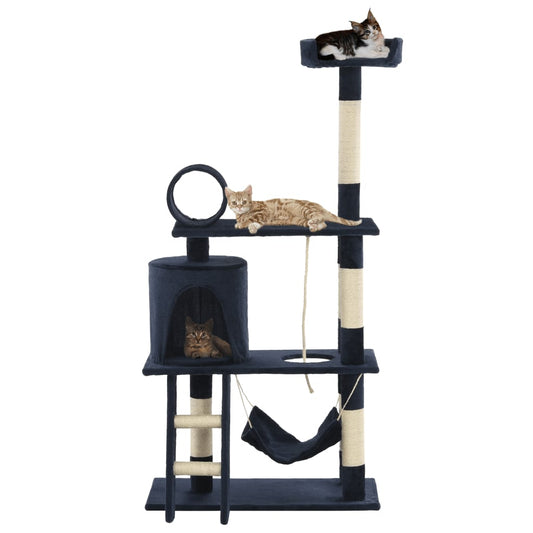 Berkfield Cat Tree with Sisal Scratching Posts 140 cm Dark Blue