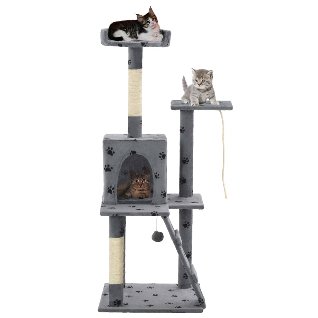 Berkfield Cat Tree with Sisal Scratching Posts 120 cm Grey Paw Prints