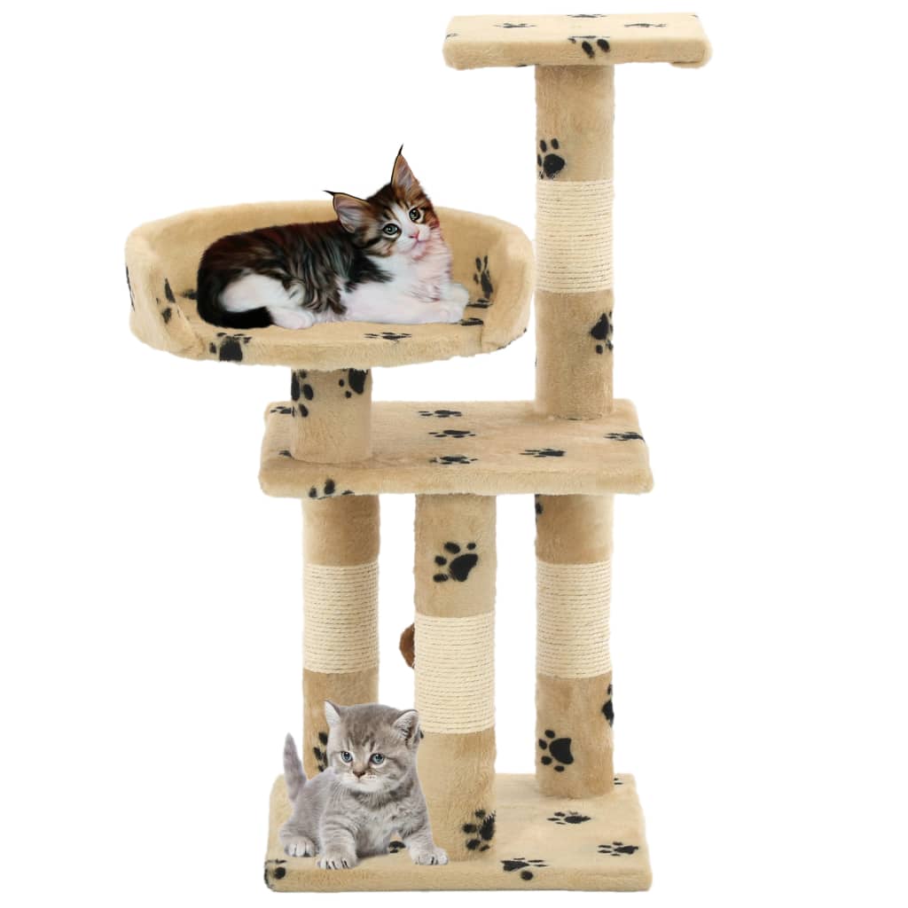 Berkfield Cat Tree with Sisal Scratching Posts 65 cm Paw Prints Beige