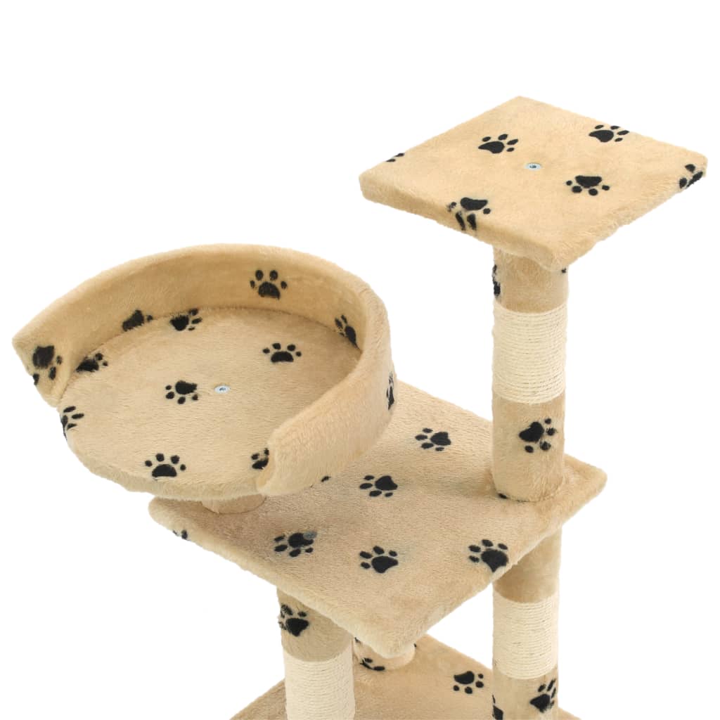 Berkfield Cat Tree with Sisal Scratching Posts 65 cm Paw Prints Beige