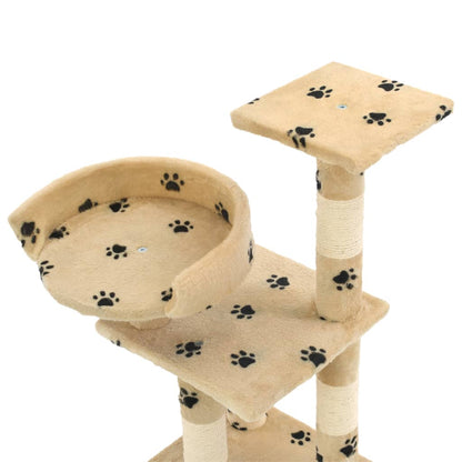 Berkfield Cat Tree with Sisal Scratching Posts 65 cm Paw Prints Beige