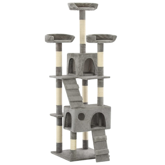 Berkfield Cat Tree with Sisal Scratching Posts 170 cm Grey