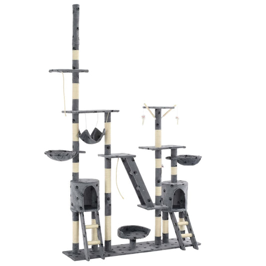 Berkfield Cat Tree with Sisal Scratching Posts 230-250 cm Paw Prints Grey