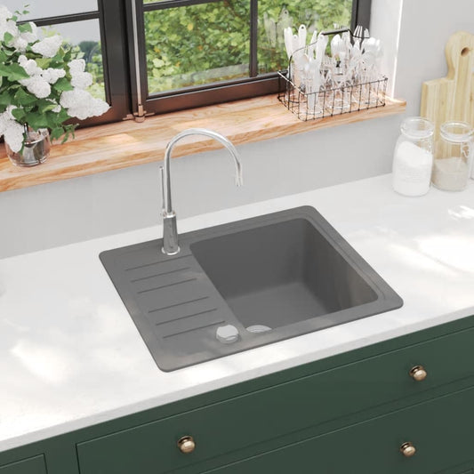 Berkfield Granite Kitchen Sink Single Basin Grey