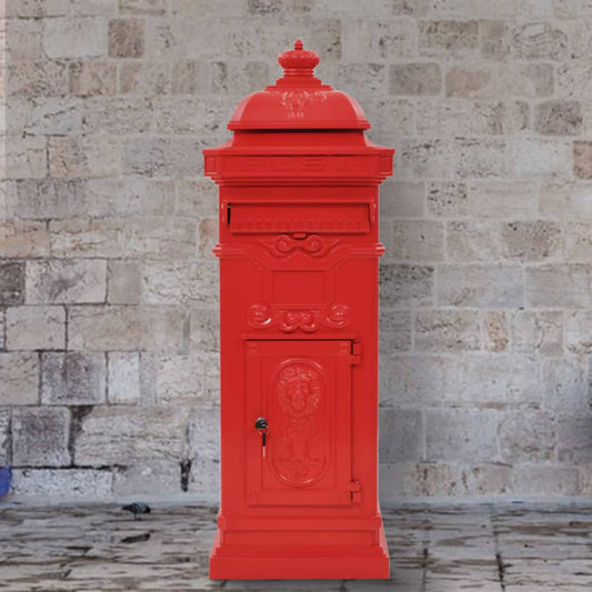 Berkfield Pillar Letterbox Aluminium Vintage Style Rustproof Red