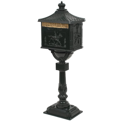 Berkfield Pedestal Letterbox Aluminium Vintage Style Rustproof Green