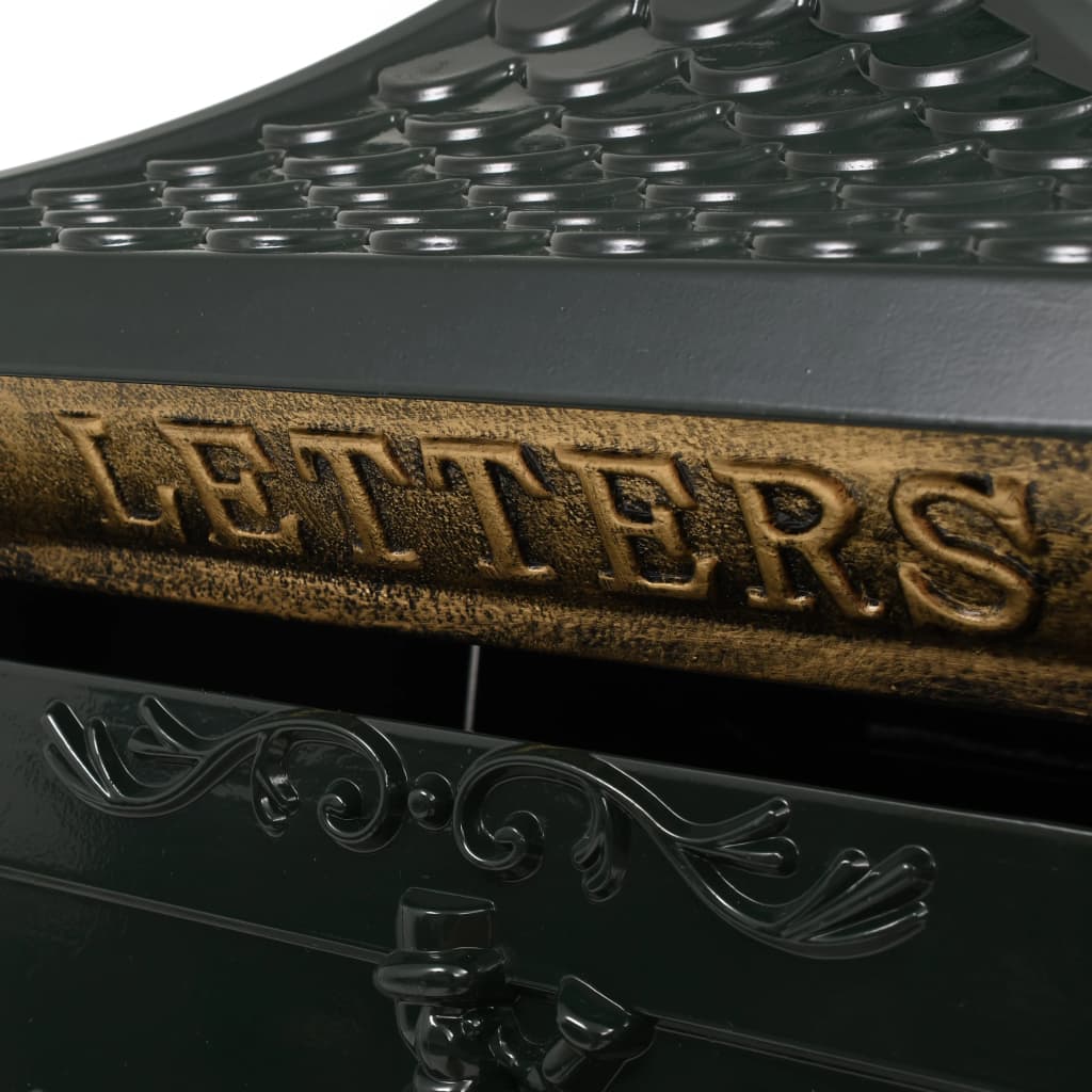 Berkfield Pedestal Letterbox Aluminium Vintage Style Rustproof Green