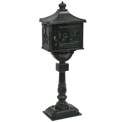 Berkfield Pedestal Letterbox Aluminium Vintage Style Rustproof Green