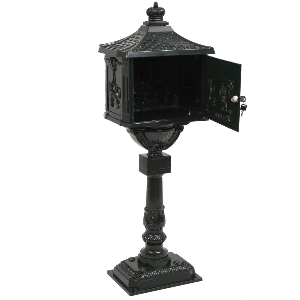 Berkfield Pedestal Letterbox Aluminium Vintage Style Rustproof Green