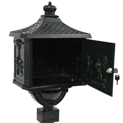 Berkfield Pedestal Letterbox Aluminium Vintage Style Rustproof Green