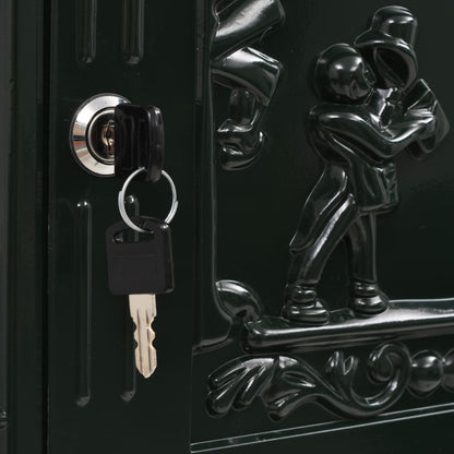 Berkfield Pedestal Letterbox Aluminium Vintage Style Rustproof Green