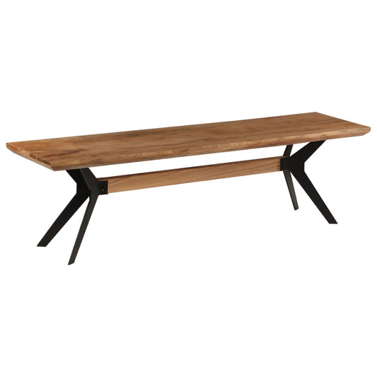 Berkfield Dining Bench Solid Acacia Wood and Steel 160x40x45 cm