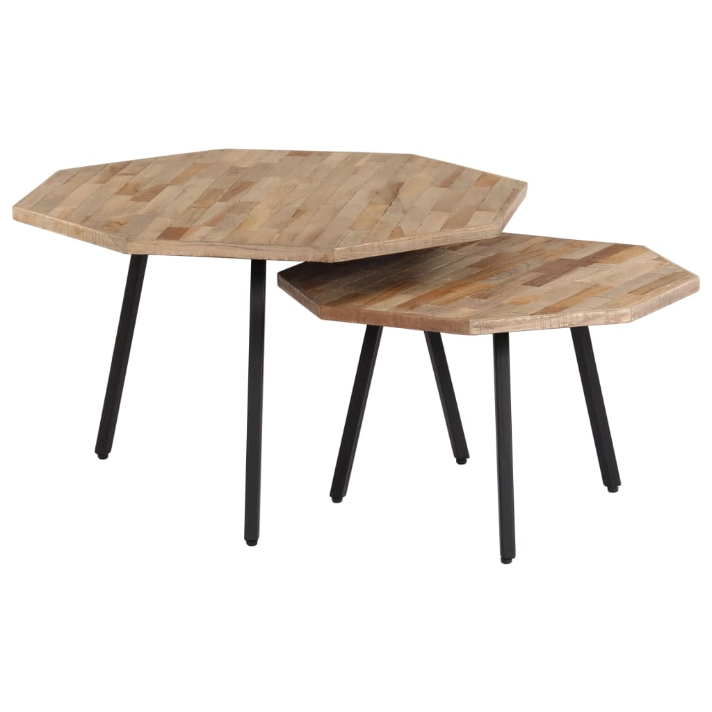 Berkfield 2 Piece Coffee Table Set Hexagon Reclaimed Teak