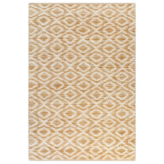 Berkfield Hand-Woven Jute Area Rug Fabric 120x180 cm Natural and White