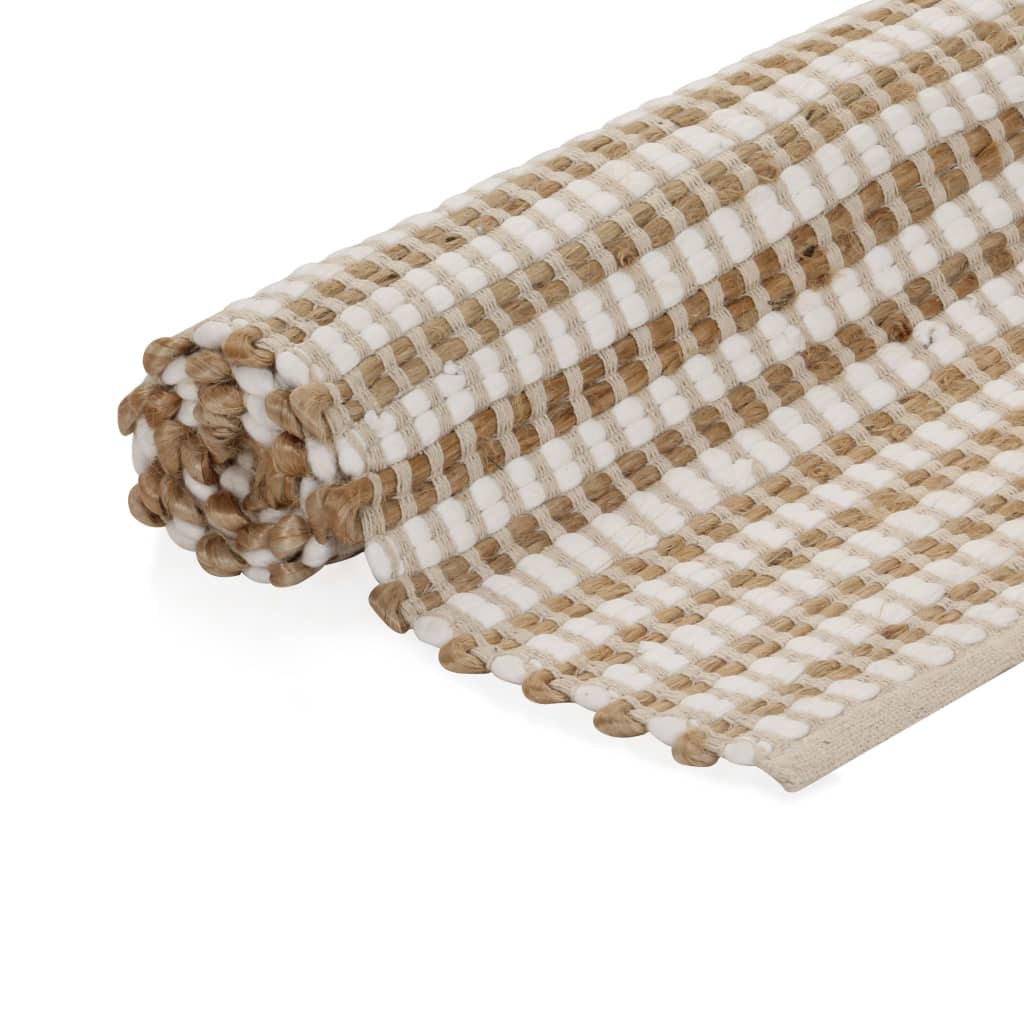 Berkfield Hand-Woven Jute Area Rug Fabric 120x180 cm Natural and White